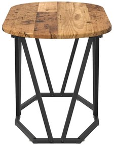 Metalowy owalny stolik kawowy stare drewno D6-T34