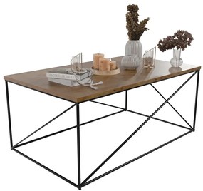 Prostokątny stolik kawowy w stylu loft czarny + dąb lancelot R7-H50