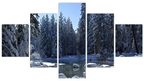 Obraz śnieżnego lasu (125x70 cm)