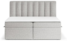 Jasnoszare łóżko boxspring ze schowkiem 160x200 cm Novento – Maison de Rêve