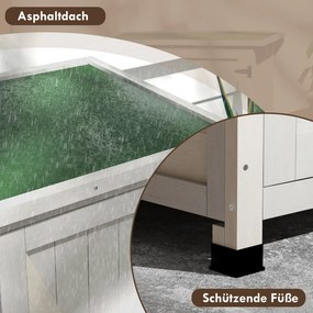 Outsunny Szafka na Narzędzia z Drewna z 2 Drzwiami, Szopa z Dachem z Asfaltu, 110 x 55 x 117 cm, Jasnoszary