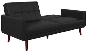 Czarna rozkładana sofa z imitacji skóry 200 cm Nola – Støraa
