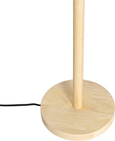 Drewniana lampa podłogowa z aksamitnym abażurem w kolorze taupe 40 cm - Mels