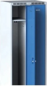 Metalowa szafka ubraniowa S7 na cokole, 2-drzwiowa, 1904 x 600 x 500 mm, zamek cylindryczny, drzwi niebieskie