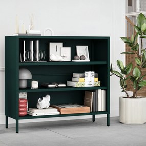 Niski regał metalowy butelkowa zieleń Modern LUCA, 1000 x 900 x 350 mm