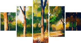 Obraz lasu w letnim słońcu, malarstwo (125x70 cm)