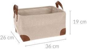 Koszyk do przechowywania, sztruks z uchwytami, 36 x 26 x 19 cm