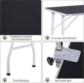 PawHut Stół Trymerski dla Psów Czarny z Regulacją Wysokości i Zawiesiem | Aosom PL