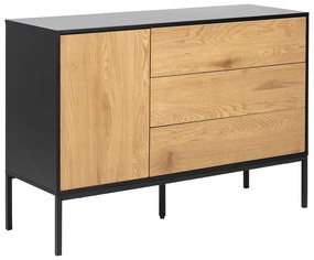 Czarno-naturalna niska komoda w dekorze dębu 120x82 cm Seaford – Actona
