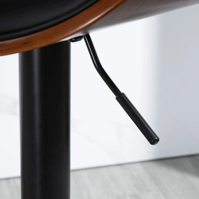 HOMCOM zestaw 2 krzeseł barowych, regulowany na wysokość kuchenny taboret z czarnego skóropodobnego materiału