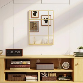 HOMCOM Lustro ścienne, dekoracyjne lustro z metalową ramą, złote paski, wielowarstwowe szkło, 50B x 2T x 70H cm | Aosom PL