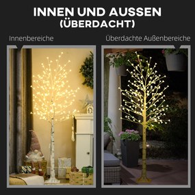 HOMCOM LED Drzewo 180 cm, Drzewo Świetlne, Wiśniowe z 180 diodami LED, 3 poziomy jasności