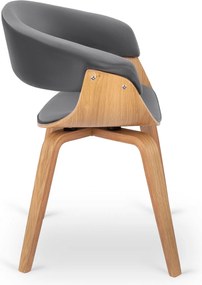 Krzesło Tapicerowane z Drewna Giętego GARY Dąb Złoty/Szare Nowoczesne Loft