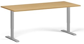 Biurko z regulacją wysokości, 180x80 cm, 2 silniki, szara podstawa, buk