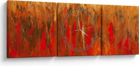 Obraz malowanej abstrakcji (z zegarem) (90x30 cm)