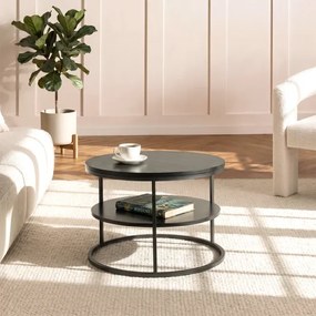 Stolik Kawowy z Półką BEST 70 cm Czarny Loft