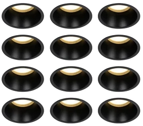 Zestaw 12 czarnych opraw LED do zabudowy GU10 70mm IP44 - Dept Nowoczesny Oswietlenie wewnetrzne