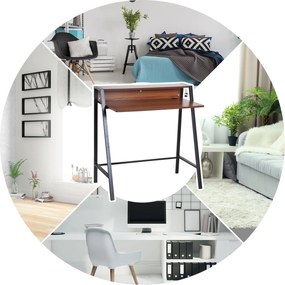 HOMCOM Biurko komputerowe z szufladą Stół biurowy w kolorze orzech i czarny Praktyczne i stylowe 84x45x85 cm | Aosom PL