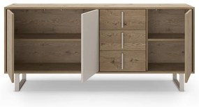 Szara niska komoda w dekorze dębu 180x80 cm Millay – Marckeric