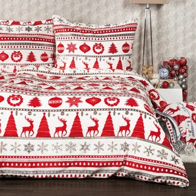 4Home Pościel mikrofranela Christmas Time czerwony, 140 x 200 cm, 70 x 90 cm