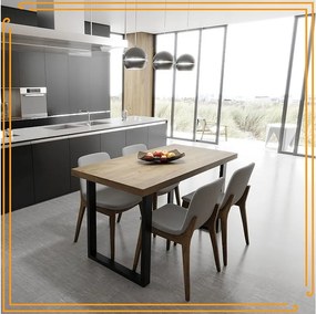 Stół Kuchenny Do Jadalni Loft Kolory Dąb Czarny Złoty Craft