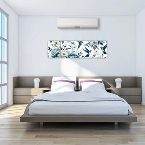 Obraz - Kolibry z kwiatami (170x50 cm)