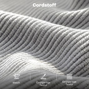 HOMCOM Sofa 3-osobowa, kanapa z podłokietnikami, tapicerowana sofa w sztruksowym stylu do salonu Jasnoszary | Aosom PL