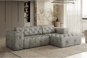 Narożnik w kształcie L LUX, tkanina Whisper, Srebrny, Prawy