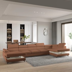 Masseno Narożnik MONTIVA z funkcją spania i pojemnikiem na pościel Narozniki U, Rozkładana sofa - Miedziany, QUELLE 54