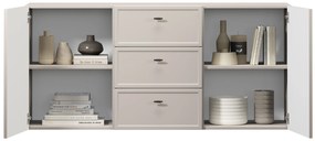 Komoda wisząca Lorini 150 cm z szufladami - kaszmir / czarne uchwyty T-bar