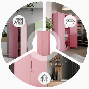 Szafa do biura domowego JAN, 900 x 1850 x 400 mm, Fresh Style: pudrowy róż