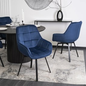 Krzesło Tapicerowane Obrotowe do Salonu LUNA Granatowe Welurowe Nowoczesne Loft