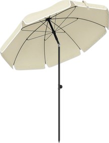 Outsunny Parasol plażowy Ø150 cm wodoodporny składany parasol z regulacją kąta nachylenia, torba do przenoszenia, kotwa do piasku, beżowy | Aosom PL