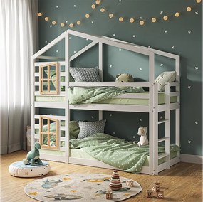 Łóżko piętrowe biały 208x96.5x195 maja