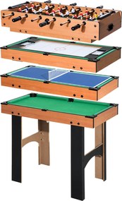 HOMCOM 4-w-1 Piłkarzyki, Wielofunkcyjny stół do gier, kompaktowy, w zestawie akcesoria do gier, 87 x 43 x 73 cm