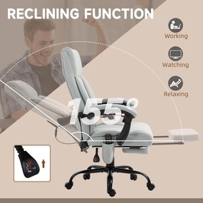 Vinsetto Fotel biurowy z masażem i ogrzewaniem podnóżek regulowany do 120 kg szary | Aosom PL