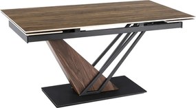 Stół Rozkładany Prostokątny REX 160-220 cm Ceramiczny Ciemny Brąz/Czarny do Jadalni Nowoczesny Loft