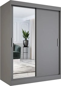 Antracytowa szafa przesuwna z lustrem 150 cm K4-W59