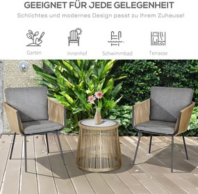 Outsunny 3-częściowy zestaw mebli ogrodowych plecionka z tworzywa sztucznego szary elegancki | Aosom PL