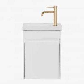 Zestaw Wiszących Mebli Łazienkowych Zintegrowany Z Umywalką Narek Biała & Bezlusterkowiec & Szczotkowane - Sklum