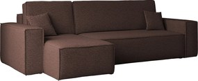 Narożnik z funkcją spania i pojemnikiem, Sofa w kształcie L, BEST L, tkanina Abriamo, Brązowy, Lewy
