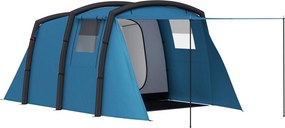 Outsunny Nadmuchiwany Namiot Kempingowy 3-6 Osób Namiot Tunelowy na Zewnątrz z Bocznymi Oknami, Drzwiami, Pompowanymi Belkami, 4,4 x 2,8 x 1,95 m, Niebieski