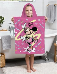 Różowe bawełniane ponczo dziecięce w rozmiarze 3-8 lat Minnie "Sparkle" – Jerry Fabrics
