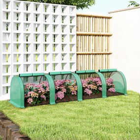 Outsunny Tunel foliowy, 4 okna na zamek błyskawiczny, stalowy stelaż, wytrzymały pokrowiec, 395 x 100 x 80 cm, Zielony