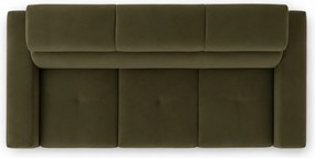 Sofa trzyosobowa Modeno z funkcją spania - oliwkowy welur hydrofobowy Monolith 38 - Wyprzedaż ekspozycji