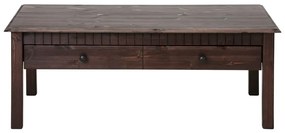 Ciemnobrązowy stolik z litego drewna sosnowego z 2 szufladami Støraa Linda