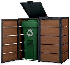 Zabudowa śmietnikowa 120L dwukomorowa, antracyt - orzech