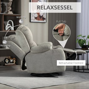 HOMCOM Fotel relaksacyjny z podnóżkiem funkcja leżenia uchwyty na napoje do 150 kg brązowy | Aosom PL