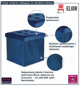 Pikowana granatowa kwadratowa pufa składana K7-S12