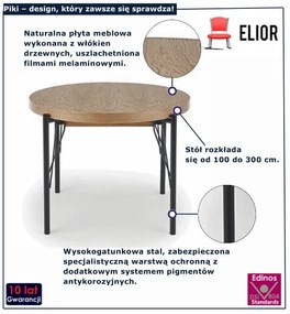 Stół nowoczesny rozkładany dąb naturalny + czarny B6-E91